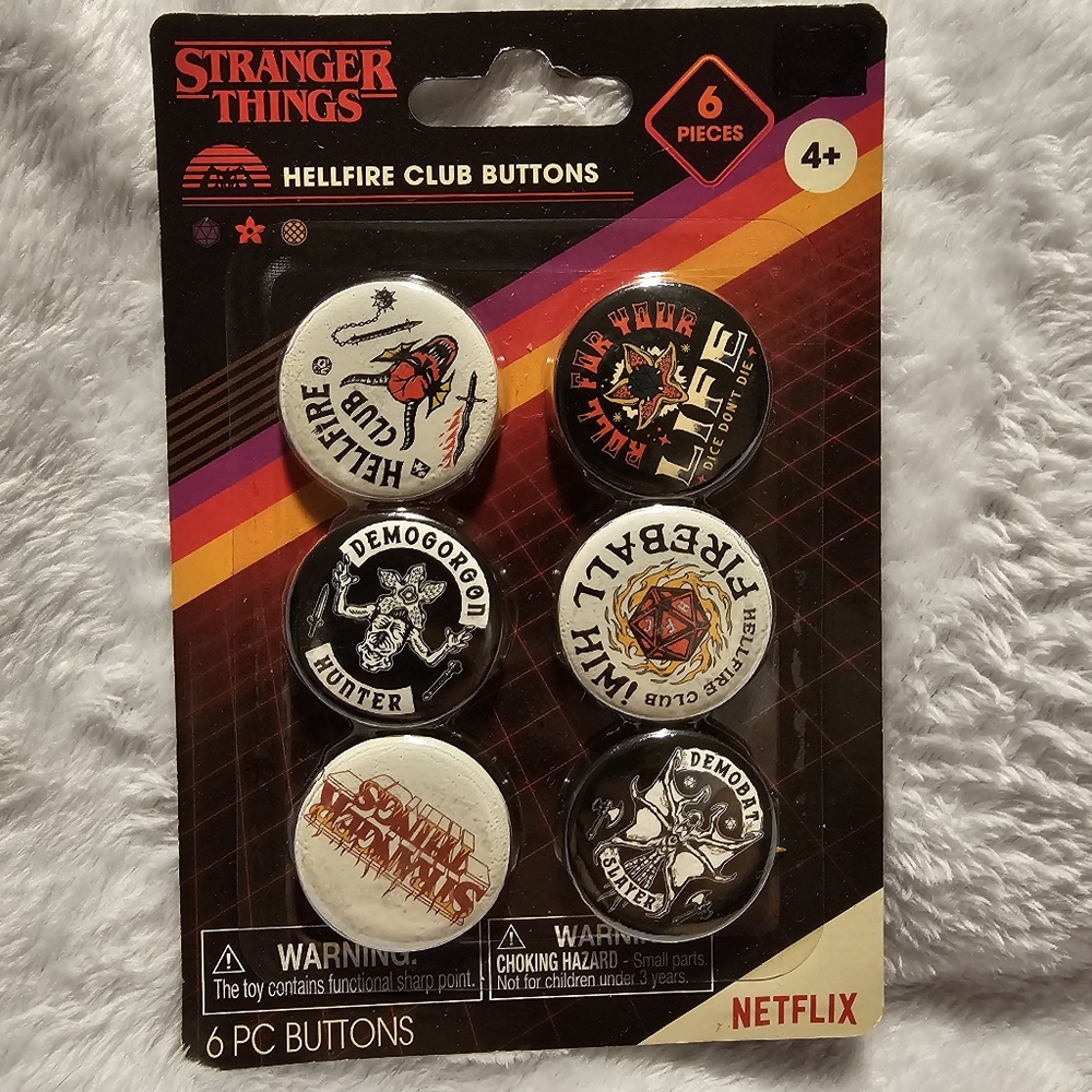 Stranger Things Netflix Hellfire Club Demogorgon Set of 6 Buttons